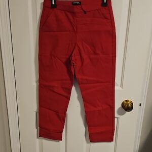 NWOT Orange Fashion Village Bright Red Cropped Pull On Trousers